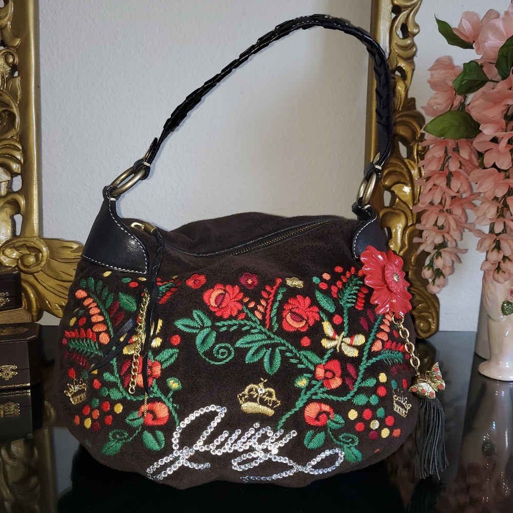 Juicy Couture Floral Shoulder Bag Custom Crystallized